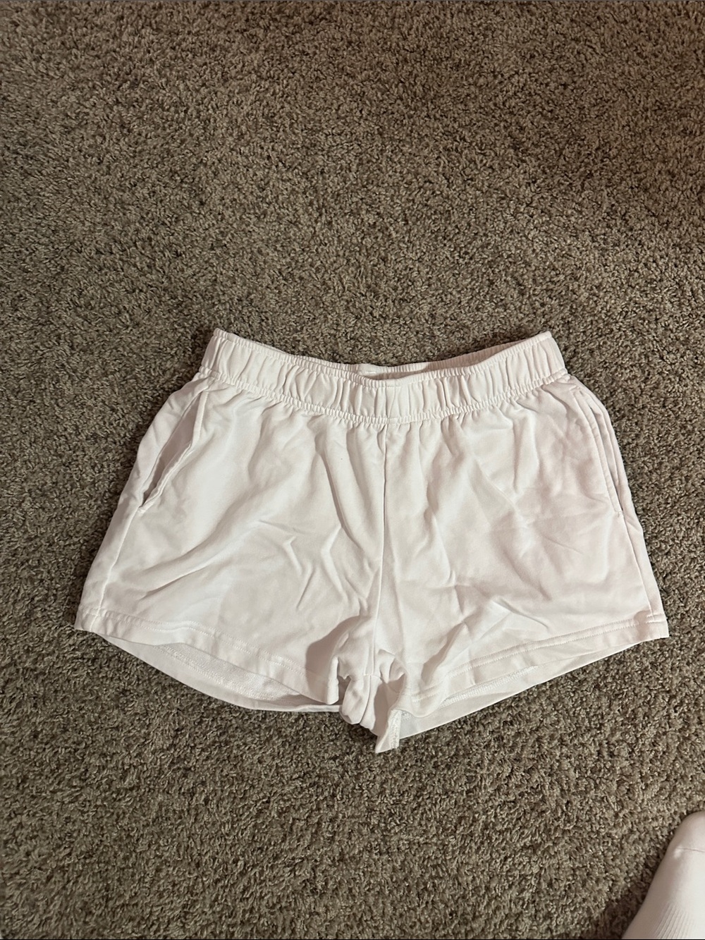 Amazon Women's White Elastic-Waist Athletic Shorts